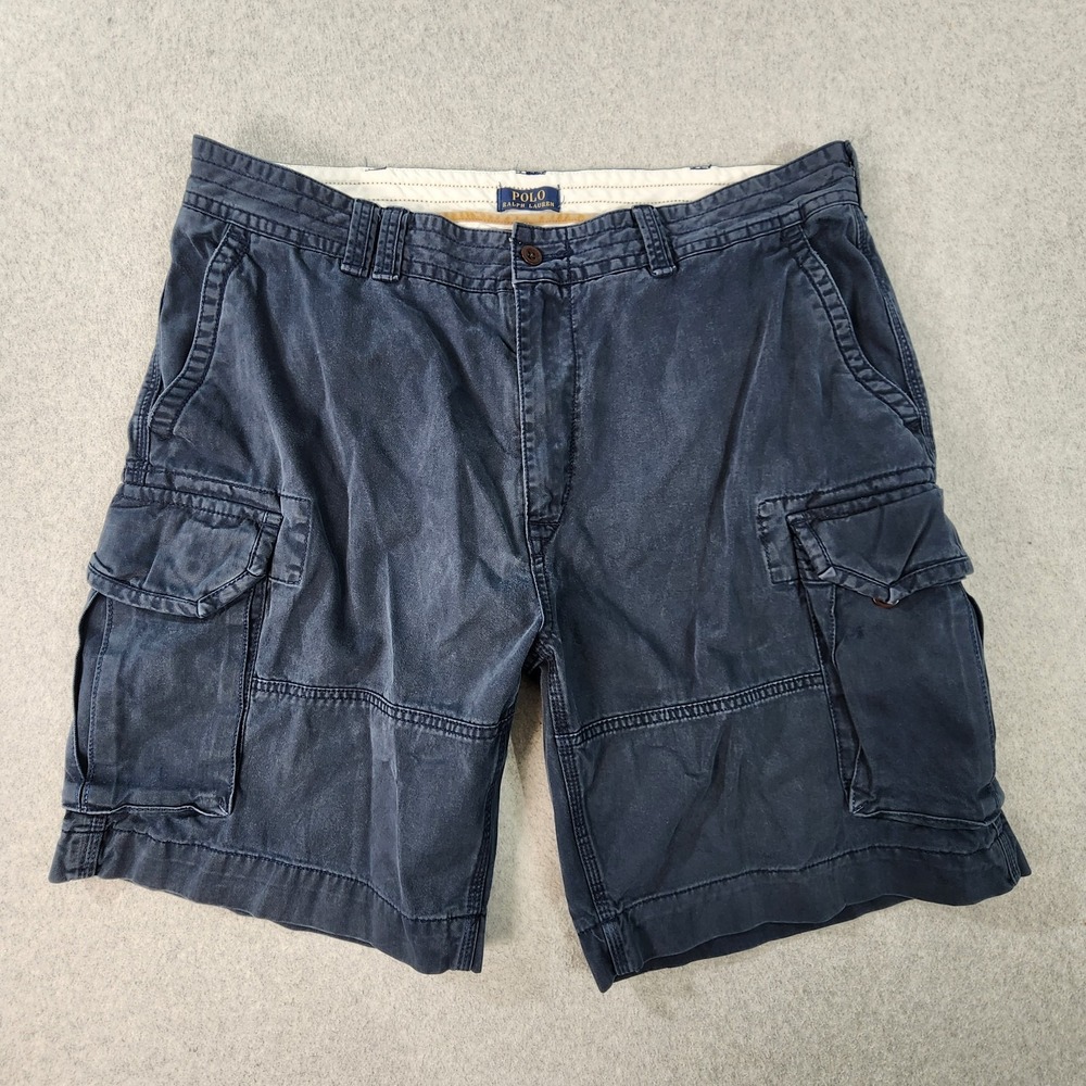 Polo Ralph Lauren Cargo Shorts Mens 42 Blue Skate Thick Cotton Grunge Y2K Tag 36